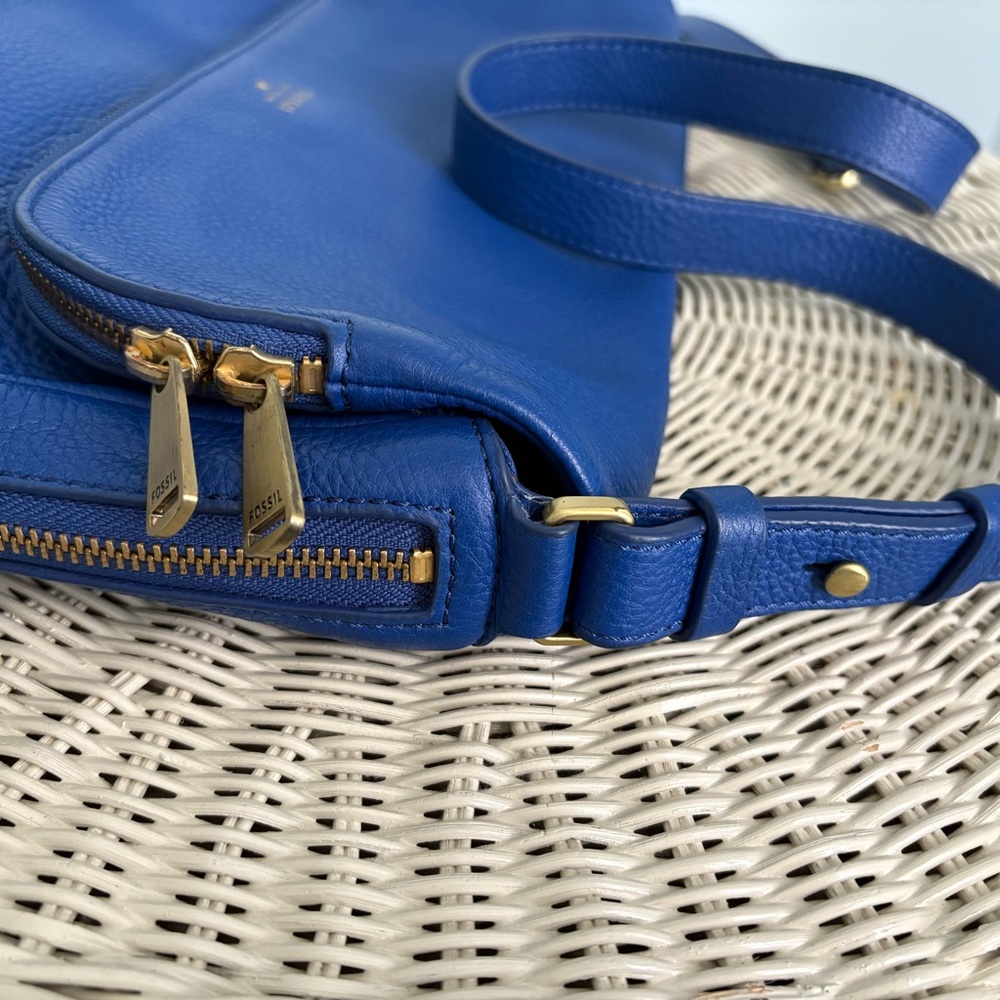 Fossil Blue Leather Preston Crossbody Bag - Picture 4 of 12